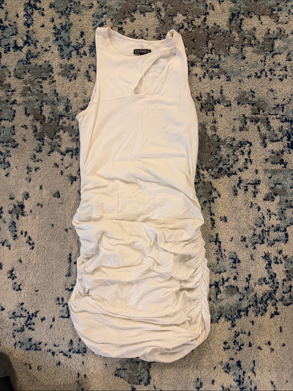 Express White Ruched Tank Dress